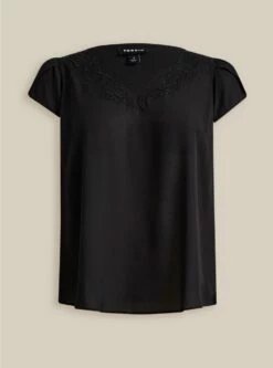 Georgette Embroidered V-Neck Tulip Short Sleeve -Clothing Shop 40075086 00684 flat