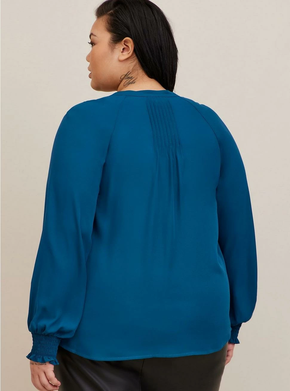 Georgette Smocked Blouson Sleeve Blouse 3 Georgette Smocked Blouson Sleeve Blouse - Image 3