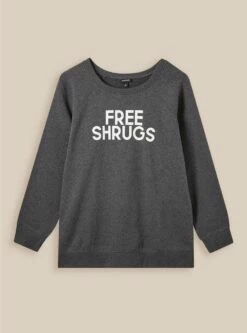 Free Shrugs Cozy Fleece Crew Neck Raglan Sweatshirt