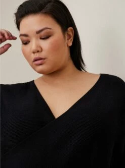 Ribbed Pullover Surplice Sweater -Clothing Shop 40085496 00684 av3