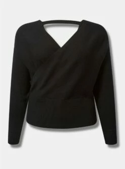 Ribbed Pullover Surplice Sweater -Clothing Shop 40085496 00684 flat