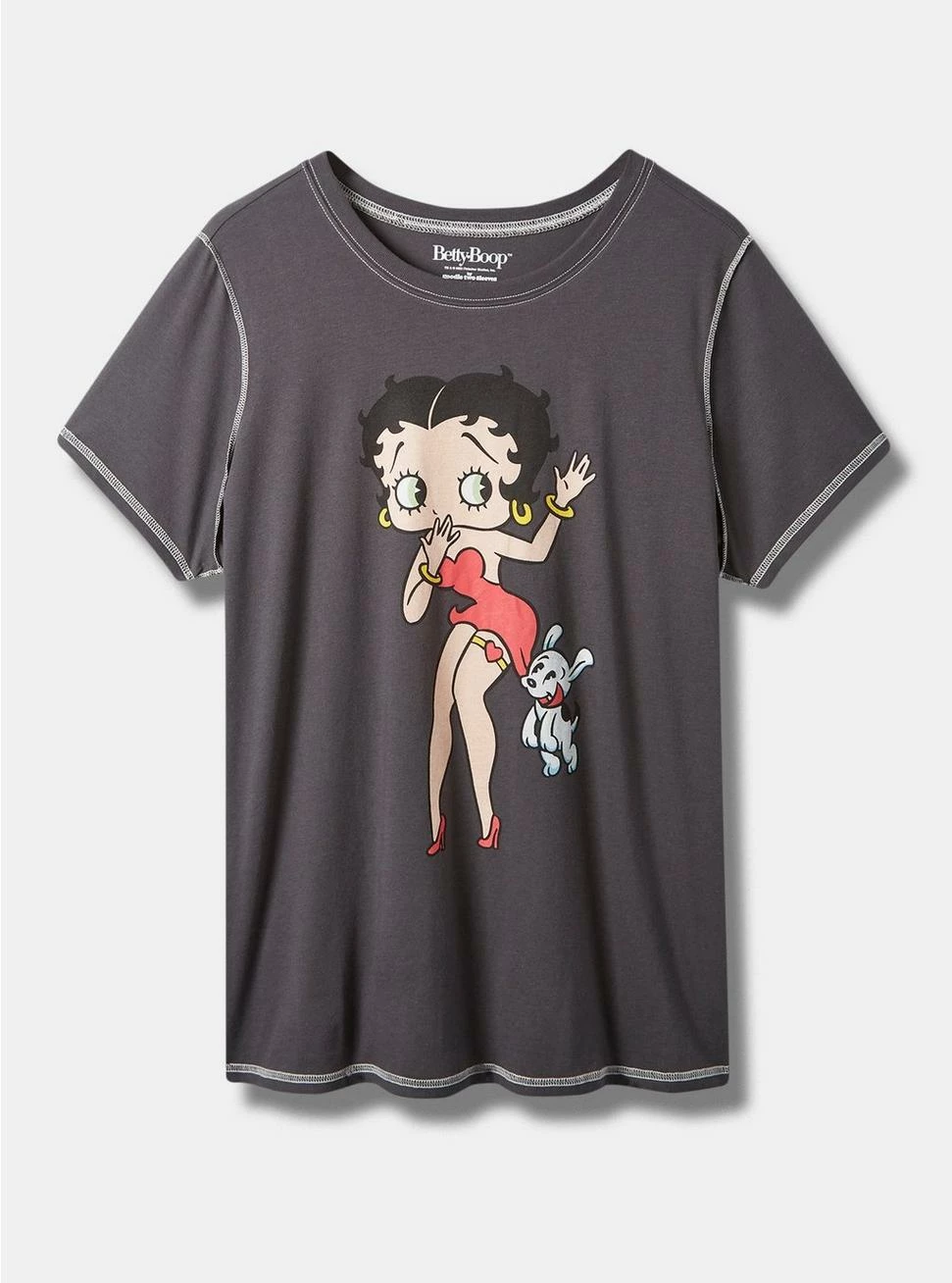 Betty Boop Classic Fit Cotton Crew Seam Tee 1 Betty Boop Classic Fit Cotton Crew Seam Tee