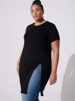 Super Soft Crew Neck Split Front Tunic