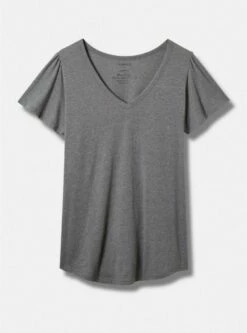 Girlfriend Signature Jersey V-Neck Flutter Sleeve Tee -Clothing Shop 40100020 00147 flat