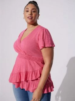 Cotton Modal Surplice Faux Wrap Top -Clothing Shop 40105091 10207 av3