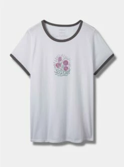 Floral Classic Fit Crew Neck Ringer Tee