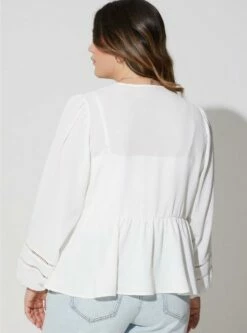 Textured Woven Trim Inset Kimono -Clothing Shop 40110865 06452 av2