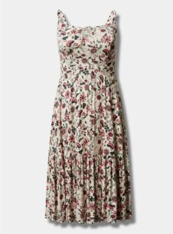 Midi Supersoft Tiered Tie Front Dress -Clothing Shop 40125305 06301 flat