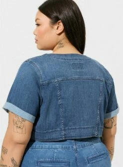 Denim Crop Bolero -Clothing Shop 40125566 10372 av3