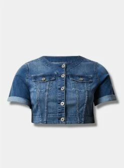 Denim Crop Bolero -Clothing Shop 40125566 10372 flat