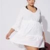 Mini Cotton Ruffle Long Sleeve Beach Dress