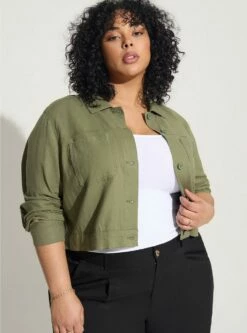 Linen Crop Patch Pocket Jacket