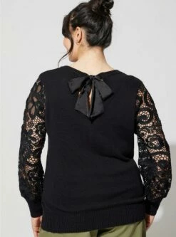 Pullover Lace Sleeve Sweater -Clothing Shop 40170050 00684 av2
