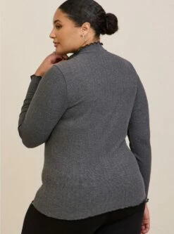Knit Rib Lettuce Edge Turteneck -Clothing Shop 40170134 00138 av2