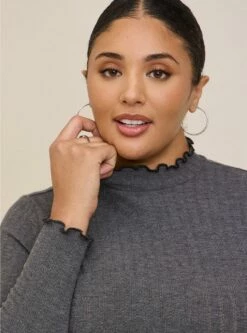 Knit Rib Lettuce Edge Turteneck -Clothing Shop 40170134 00138 av3