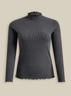 Knit Rib Lettuce Edge Turteneck -Clothing Shop 40170134 00138 flat