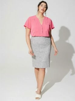 Harper Studio Crepe De Chine Flutter Short Sleeve Blouse