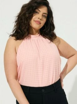 Clip Floral Mock Neck Halter