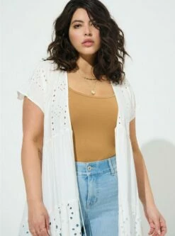 Cotton Eyelet Maxi Kimono -Clothing Shop 40200196 06452 av2