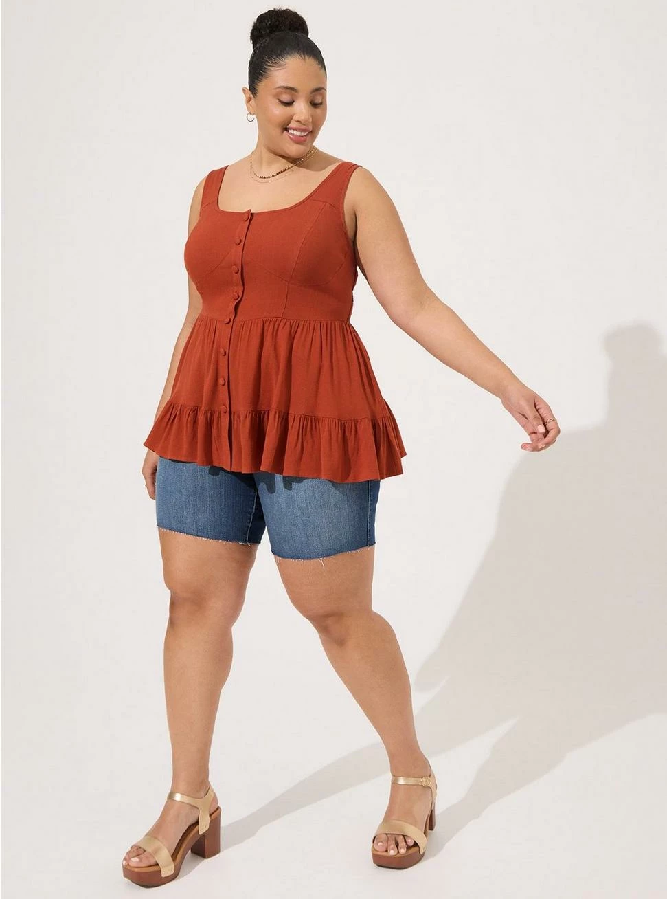 Fit And Flare Rayon Slub Corset Tank 2 Fit And Flare Rayon Slub Corset Tank - Image 2