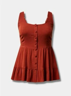 Fit And Flare Rayon Slub Corset Tank 9 Fit And Flare Rayon Slub Corset Tank -Clothing Shop 40200589 05473 flat