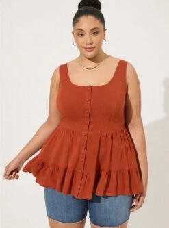 Fit And Flare Rayon Slub Corset Tank