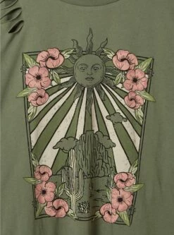 Floral Desert Relaxed Fit Cotton Crew Neck Open Back Distressed Tee 7 Floral Desert Relaxed Fit Cotton Crew Neck Open Back Distressed Tee -Clothing Shop 40200665 00146 av3