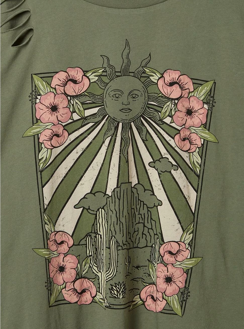 Floral Desert Relaxed Fit Cotton Crew Neck Open Back Distressed Tee 4 Floral Desert Relaxed Fit Cotton Crew Neck Open Back Distressed Tee - Image 4