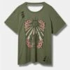 Floral Desert Relaxed Fit Cotton Crew Neck Open Back Distressed Tee