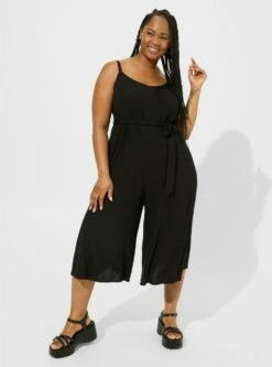 Rayon Slub Easy Culotte Jumpsuit