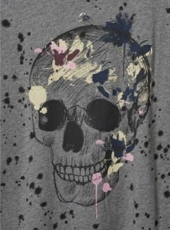 Floral Sketch Skull Vintage Cotton Crew Neck Tee 7 Floral Sketch Skull Vintage Cotton Crew Neck Tee -Clothing Shop 40455026 06969 av3
