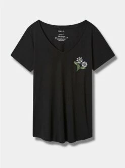 Skull Daisy Girlfriend Classic Fit V-Neck Tee