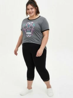 Capri Signature Waist Lace Trim Legging -Clothing Shop 528177 00684 av2